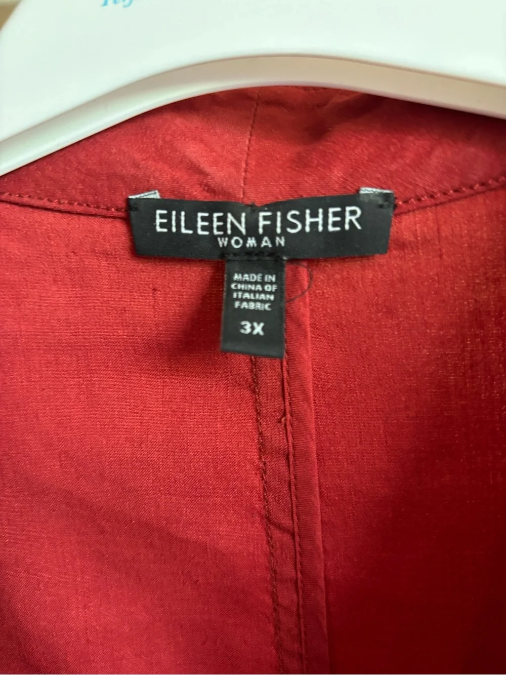 Eileen Fisher Woman Rust Linen Blend Asymmetrical Zip Shawl Collar Jacket 3X